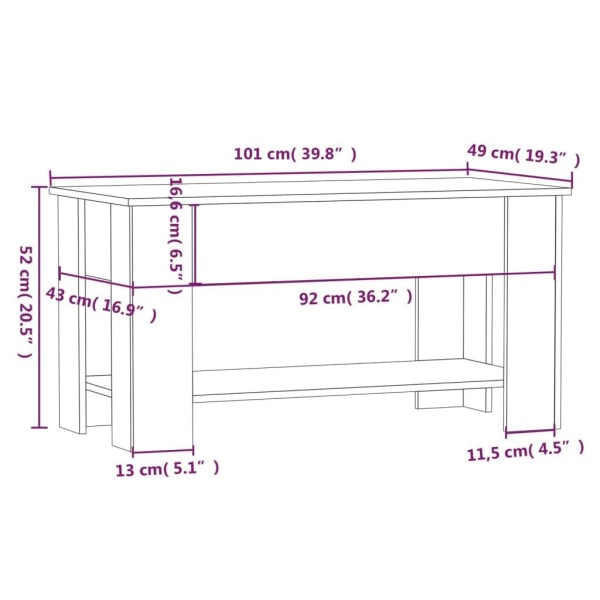 vidaXL Soffbord vit 101x49x52 cm konstruerat trä Vit