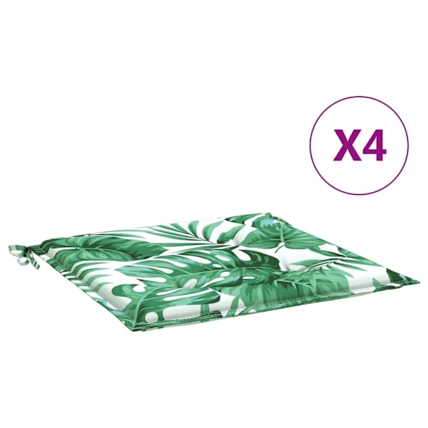vidaXL Stolsdynor 4 st bladmönster 40x40x3 cm tyg Grön