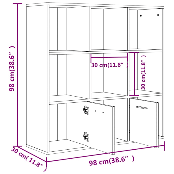 vidaXL Bokhylla brun ek 98x30x98 cm Brun