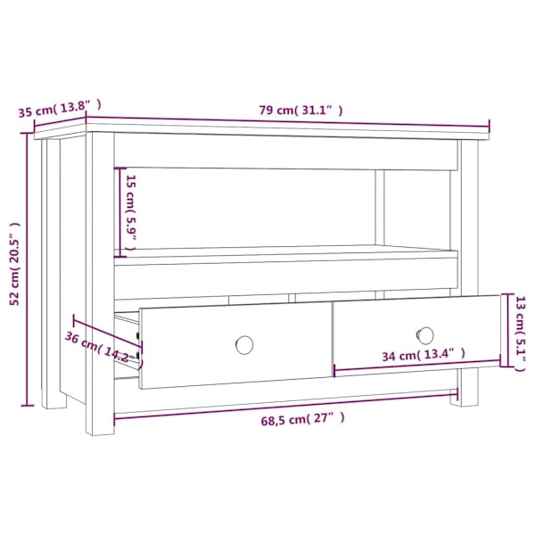 vidaXL Tv-bänk honungsbrun 79x35x52 cm massiv furu Brun