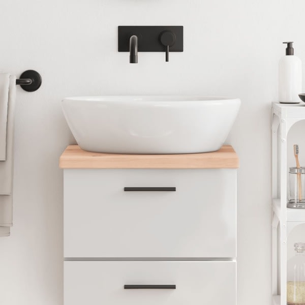 vidaXL Bänkskiva för badrum 40x30x(2-4) cm obehandlat massivt trä Brun