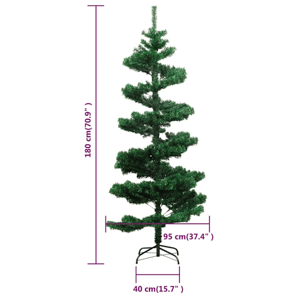 vidaXL Belyst plastgran med fot grön 180 cm PVC Grön