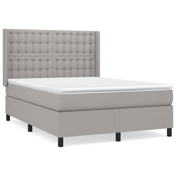 vidaXL Ramsäng med madrass ljusgrå 140x200 cm tyg Grå