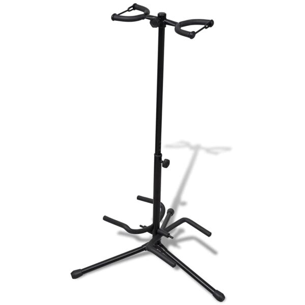 vidaXL Gitarrställ vikbar 66-80cm dubbel Svart