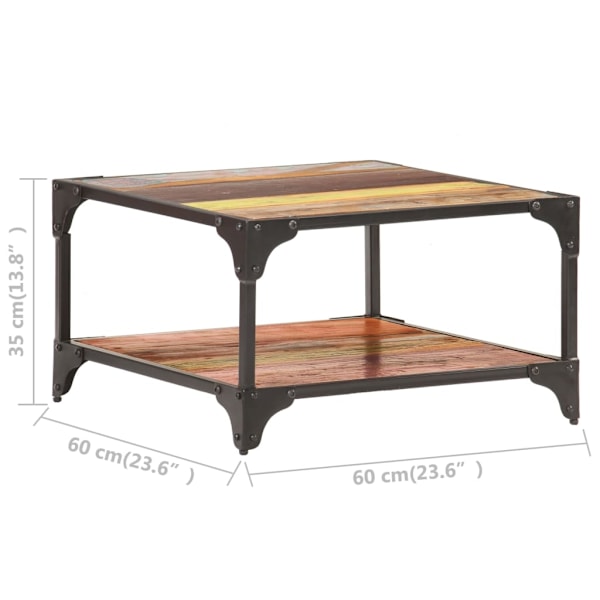 vidaXL Soffbord 60x60x35 cm massivt återvunnet trä multifärg