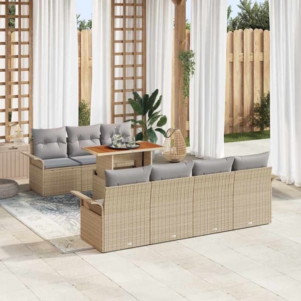 vidaXL Trädgårdsoffset 8 st beige och ljusgrå Beige