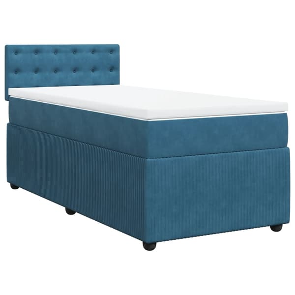 vidaXL Ramsäng med madrass blå 90x190 cm sammet Blå