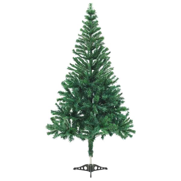 vidaXL Belyst plastgran med kulor 210 cm 910 grenar Grön