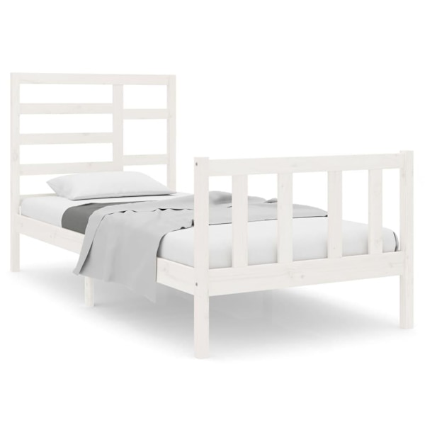 vidaXL Sängram vit massivt trä 90x190 cm Vit