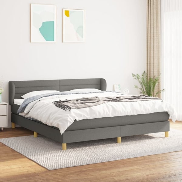 vidaXL Ramsäng med madrass mörkgrå 180x200 cm tyg Grå