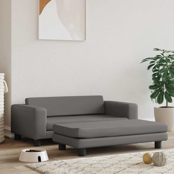 vidaXL Hundbädd med förlängning grå 100x50x30 cm konstläder Grå