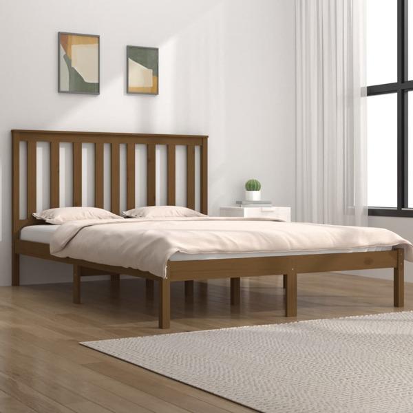 vidaXL Sängram honungsbrun massiv furu 120x190 cm Brun