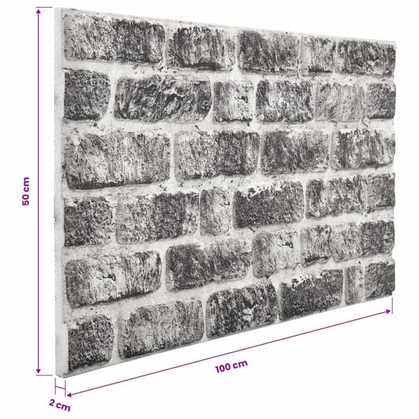 vidaXL Väggpaneler 10 st 100 x 50 cm Mörkgrå och vit EPS Skum grå