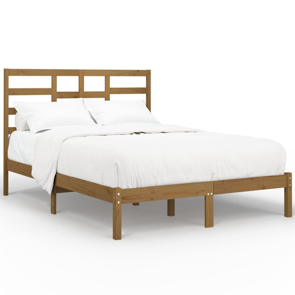 vidaXL Sängram honungsbrun massivt trä 140x190 cm Brun