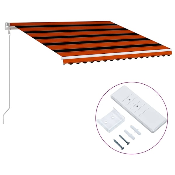 vidaXL Markis automatiskt infällbar 400x300 cm orange och brun Orange