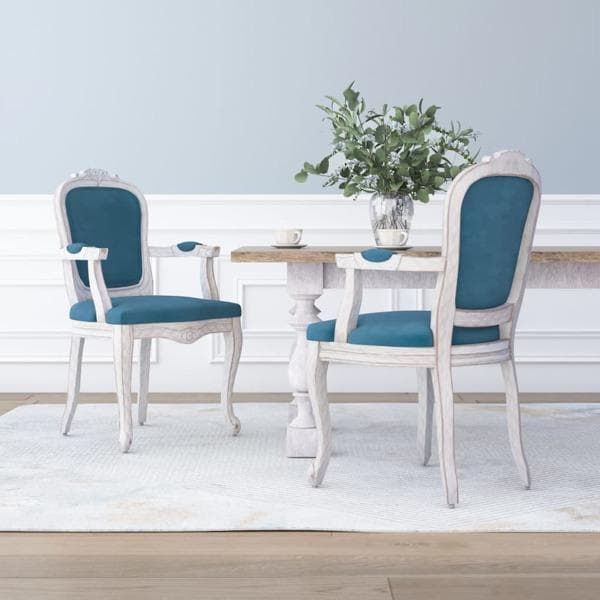 vidaXL Matstol 2 st blå 62x59,5x100,5 cm sammet Blå