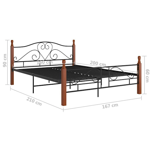 vidaXL Sängram svart metall 160x200 cm Svart