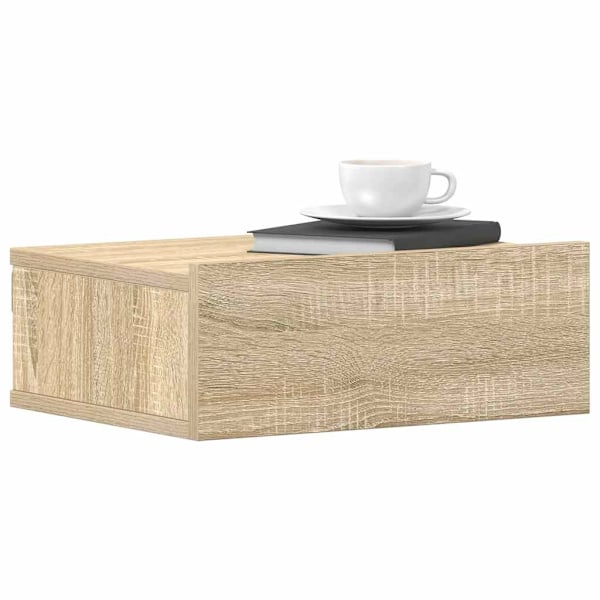 vidaXL Svävande sängbord sonoma-ek 40x30x15 cm konstruerat trä Brun