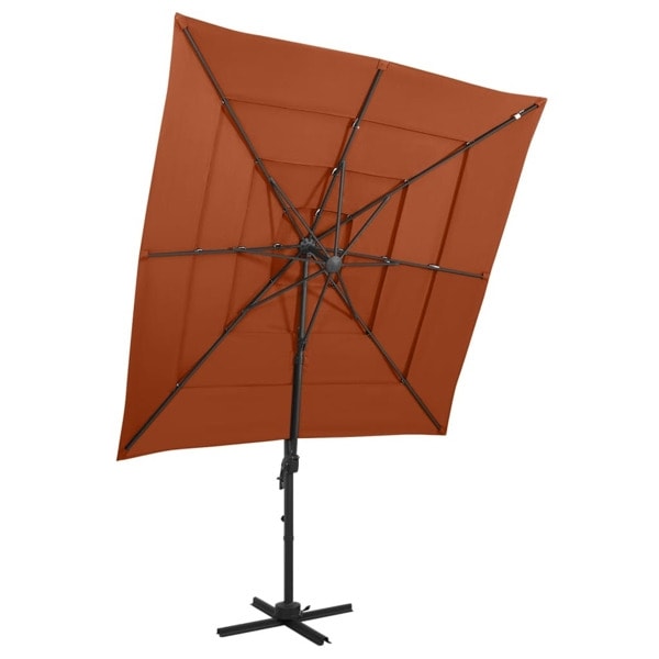 vidaXL Trädgårdsparasoll 4-nivåer aluminiumstång terrakotta 250x250 cm Brun
