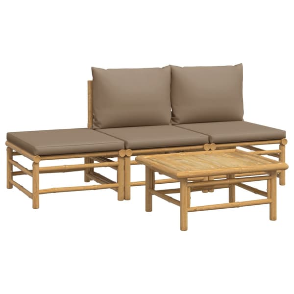 vidaXL Loungegrupp 4 delar taupe dynor bambu Brun