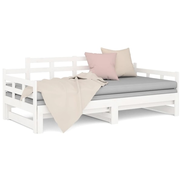 vidaXL Dagbädd utdragbar vit massiv furu 2x(90x200) cm Vit