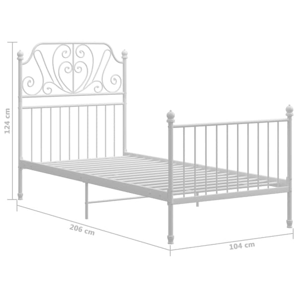 vidaXL Sängram vit metall 100x200 cm Vit