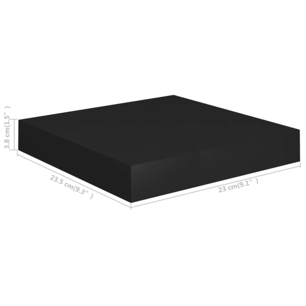 vidaXL Svävande vägghylla svart 23x23,5x3,8 cm MDF Svart