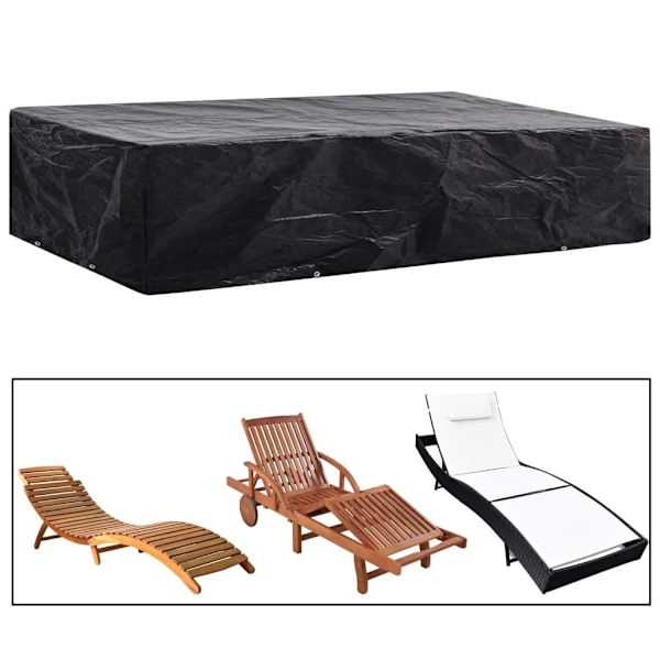 vidaXL Överdrag till solsäng 2 st 8 öljetter 218x77x55 cm Svart