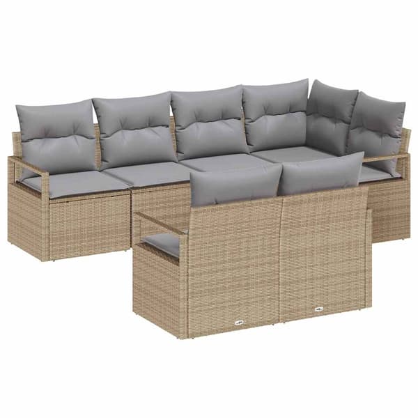 vidaXL Soffset 7 st Beige konstrotting Beige