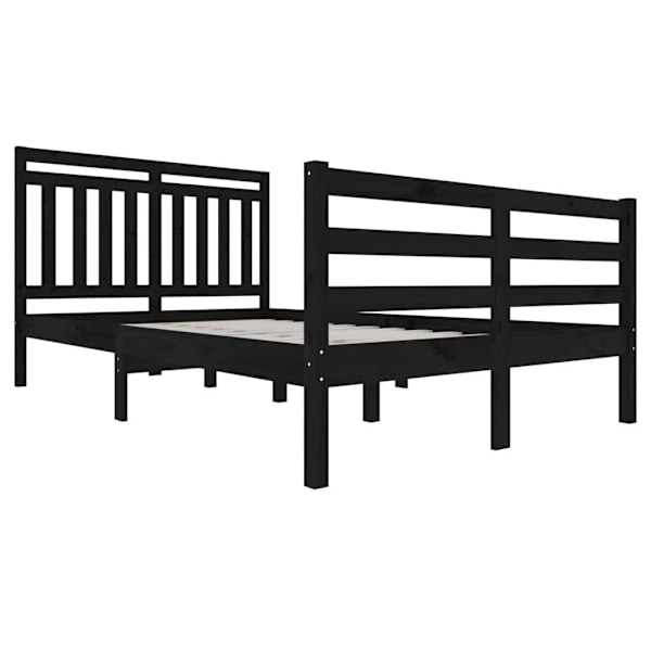 vidaXL Sängram svart massivt trä 120x200 cm Svart