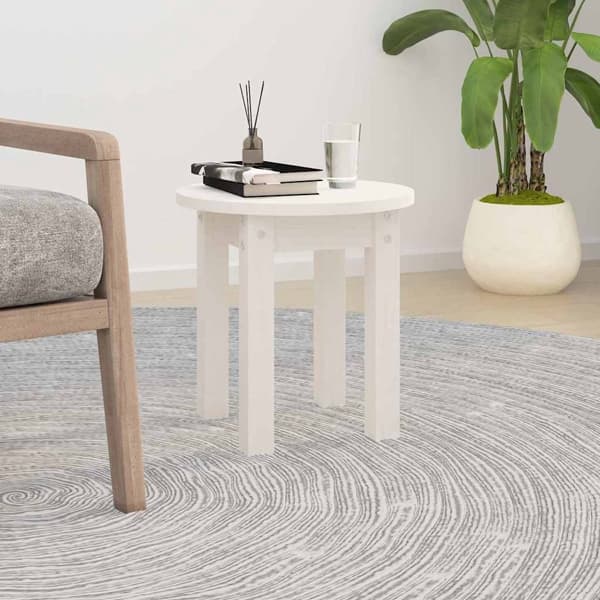 vidaXL Soffbord vit Ø 35x35 cm massiv furu Vit