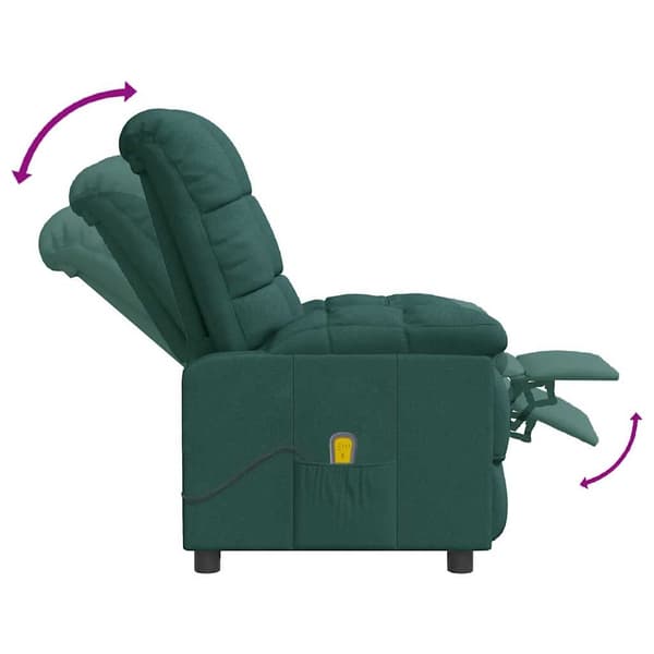 vidaXL Massagefåtölj mörkgrön tyg Grön