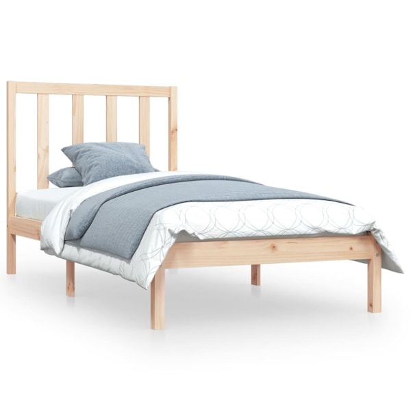 vidaXL Sängram massiv furu 90x200 cm Brun