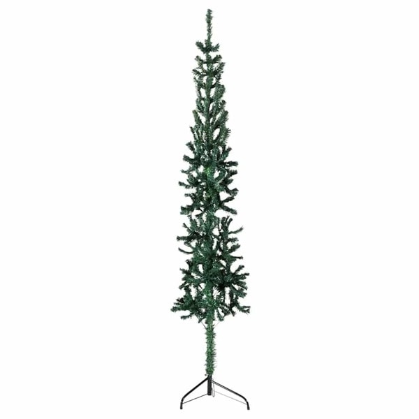 vidaXL Smal halv plastgran med stativ grön 210 cm Grön