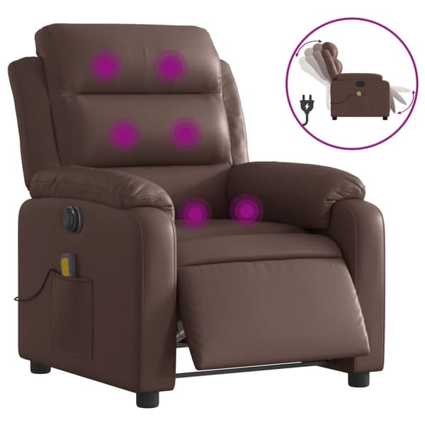 vidaXL Elektrisk massagefåtölj brun konstläder Brun
