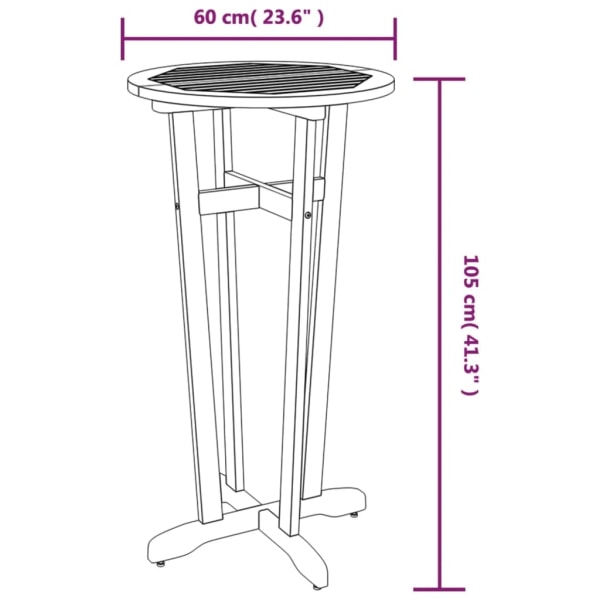 vidaXL Ståbord för utomhusbruk Ø60x105 cm massivt akaciaträ Brun