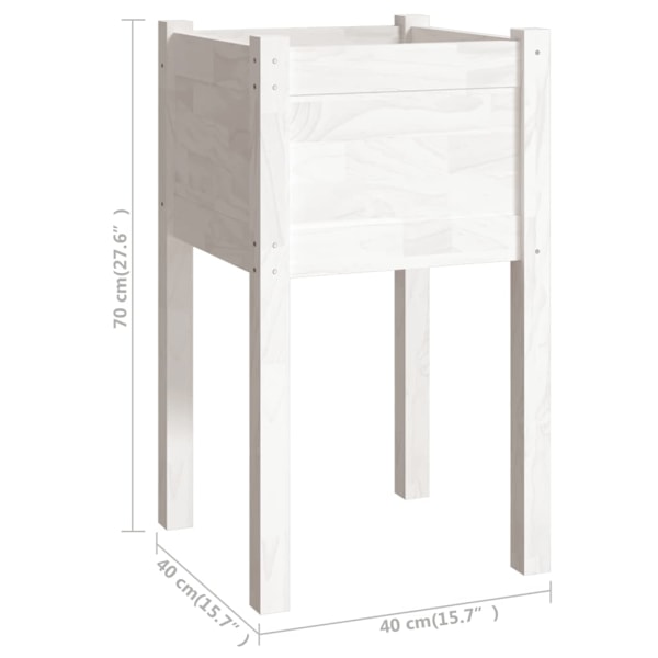 vidaXL Odlingslåda vit 40x40x70 cm massiv furu Vit
