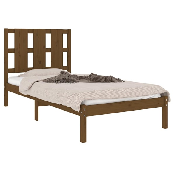 vidaXL Sängram honungsbrun massiv furu 100x200 cm enkelsäng Brun