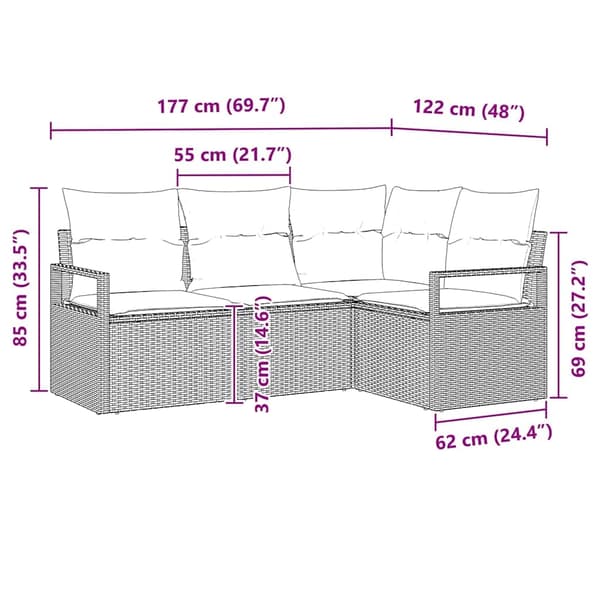 vidaXL Soffset 4 st Beige konstrotting Beige