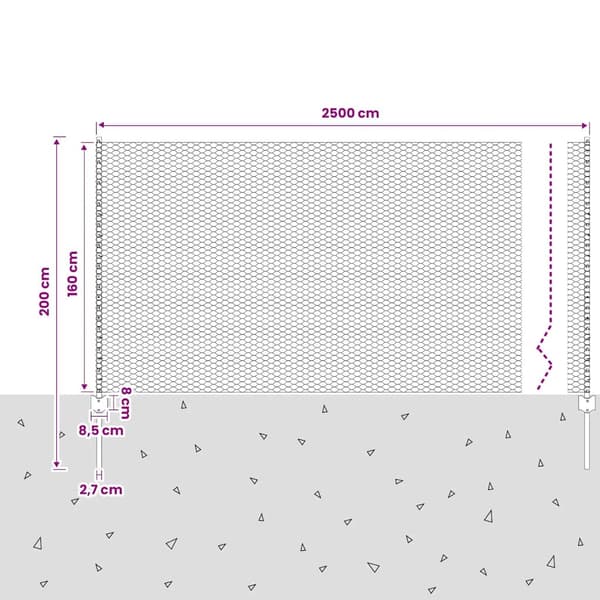 vidaXL Stängsel med stolpar stål 25x2 m grön Grön