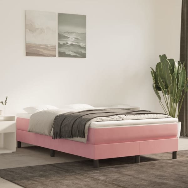 vidaXL Ramsäng med madrass rosa 120x200 cm sammet Rosa