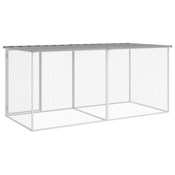 vidaXL Hönsbur med tak ljusgrå 203x98x90 cm galvaniserat stål Grå
