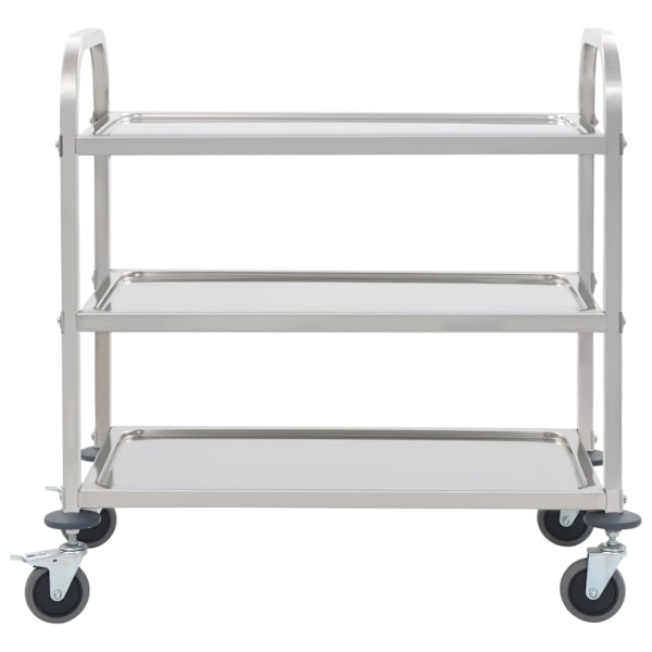 vidaXL Serveringsvagn 3 våningar 96,5x55x90 cm rostfritt stål Silver