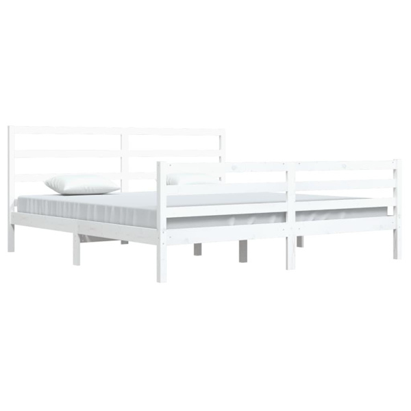 vidaXL Sängram vit massiv furu 200x200 cm Vit