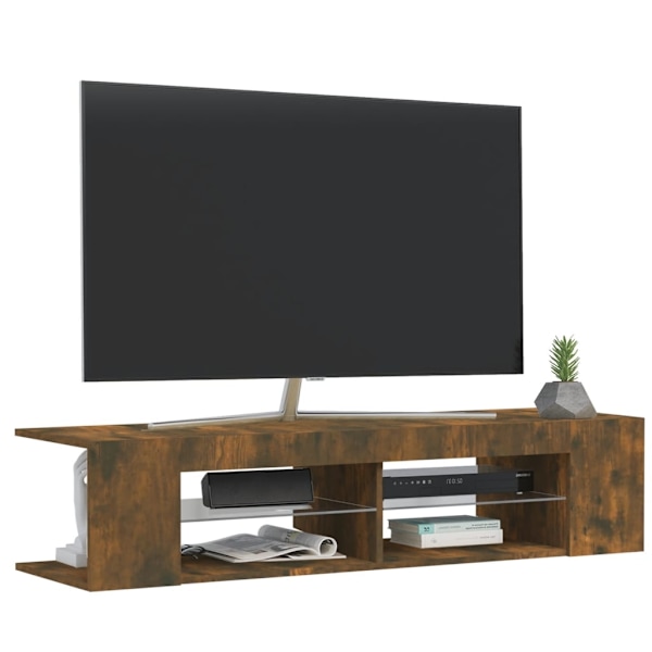 vidaXL Tv-bänk med LED-belysning rökfärgad ek 135x39x30 cm Brun