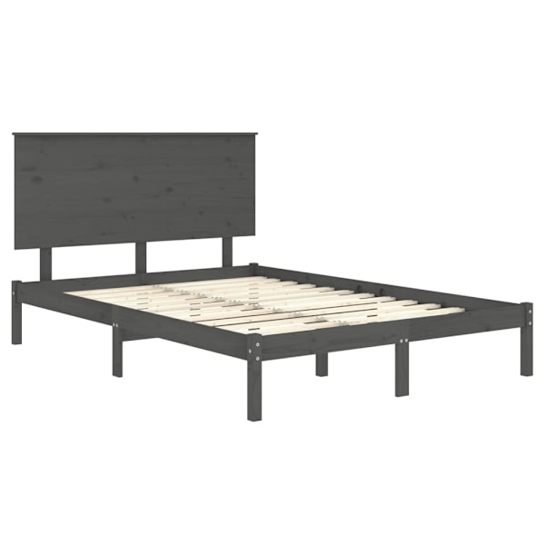 vidaXL Sängram grå massiv furu 120x200 cm enkelsäng Grå