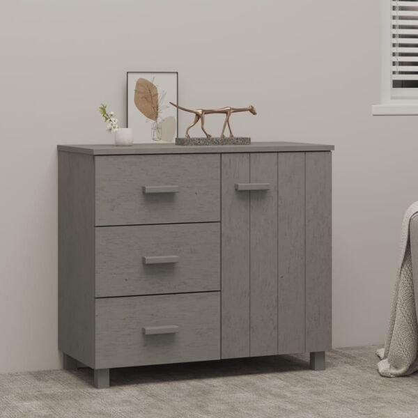 vidaXL Skänk HAMAR ljusgrå 90x40x80 cm massiv furu grå