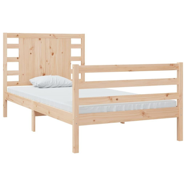 vidaXL Sängram massiv furu 90x200 cm Brun