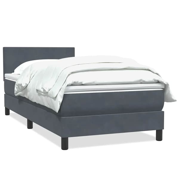 vidaXL Resårsäng med madrass mörkgrå 90x220 cm sammet Grå