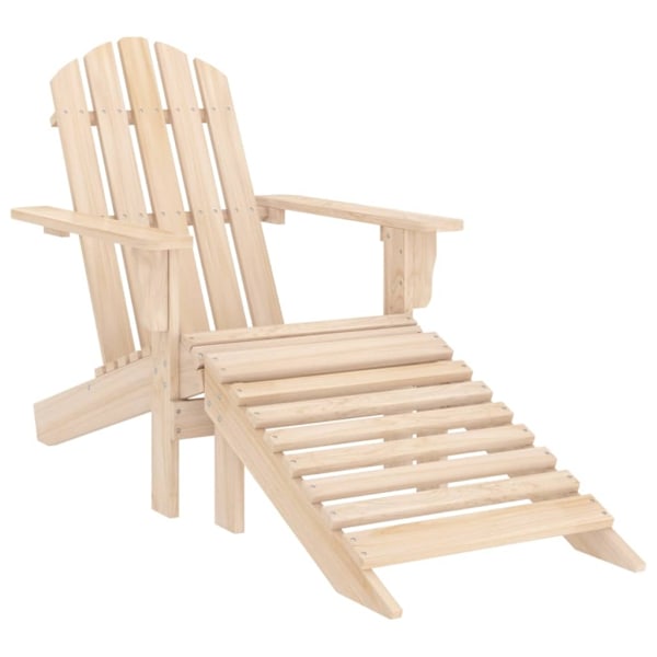 vidaXL Adirondackstol med fotpall och bord massivt granträ Beige